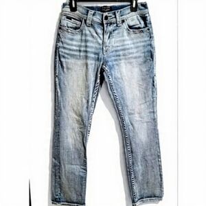 BKE Buckle Black Miramar No. 3 Straight Slim Fit Stretch Daeted Pockets Low Rise